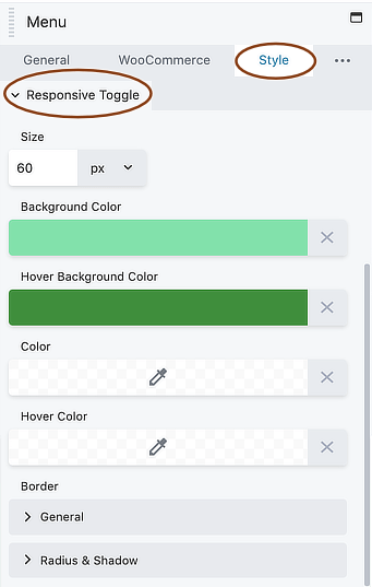 Menu module responsive toggle on Style tab