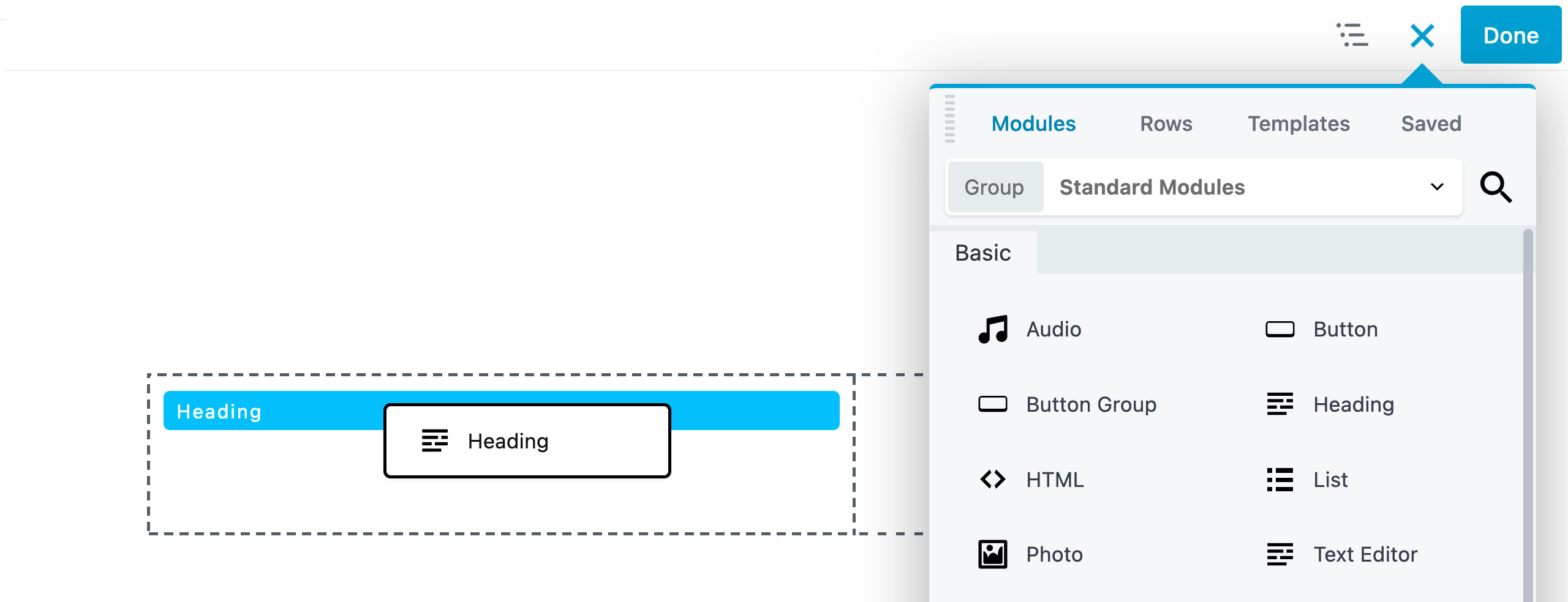 Drag and drop modules into your layout