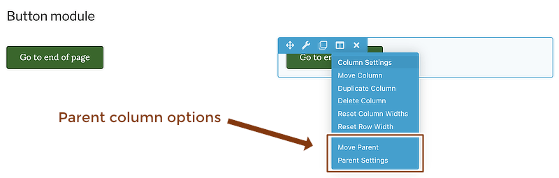 Column menu for a child column